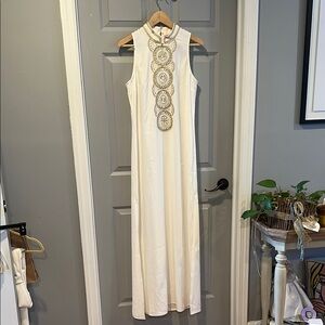 Lilly Pulitzer Cream Maxi Dress with Gold Embellishment